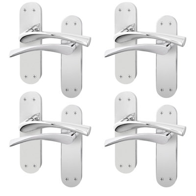 AFIT Polished Chrome Internal Door Handles - 4 Pairs - Novi Backplate Range