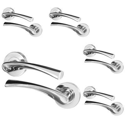 AFIT Polished Chrome Internal Door Handles - 5 Pairs - Novi Range