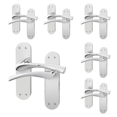 AFIT Polished Chrome Internal Door Handles - 6 Pairs - Novi Backplate Range