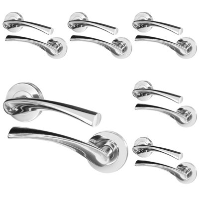 AFIT Polished Chrome Internal Door Handles - 6 Pairs - Novi Range