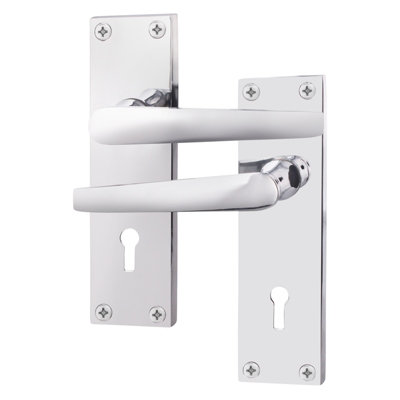 AFIT Polished Chrome Internal Door Handles for Lock - Keyhole - Straight Pattern