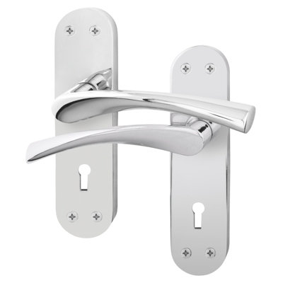 AFIT Polished Chrome Internal Lock Door Handles - Novi Backplate Range