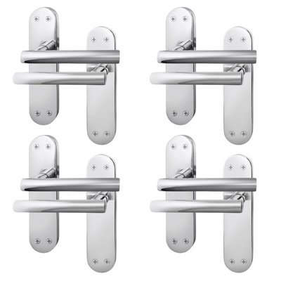 AFIT Polished Chrome Lever Latch Door Handles - Pack 4 - Internal Door Handles - Olvera Backplate