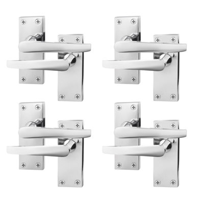 AFIT Polished Chrome Lever Latch Door Handles - Pack 4 - Internal Door Handles - Straight Pattern