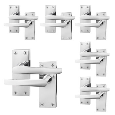 AFIT Polished Chrome Lever Latch Door Handles - Pack 6 - Internal Door Handles - Straight Pattern
