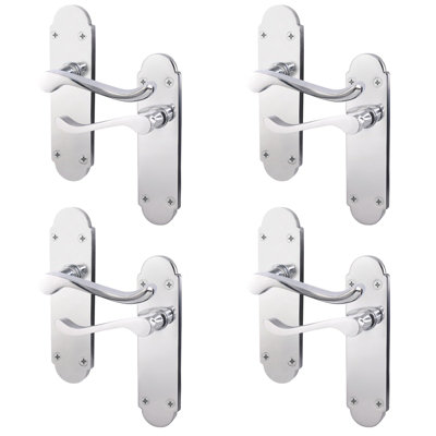 AFIT Polished Chrome Shaped Victorian Scroll Door Handles - Pack 4 - Internal Door Handles