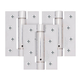 AFIT Polished Chrome Steel Single Action Fire Door Spring Hinges 102 x 76 x 2.7mm - Pack 3