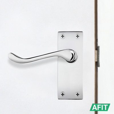 AFIT Polished Chrome Traditional Victorian Scroll Door Handle Set - Pack 4 - Internal Door Handles & Latch (64mm)