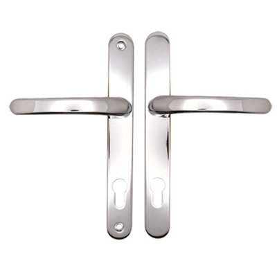 AFIT Polished Chrome UPVC Door Handle - 92mm PZ Centres - 215mm Fixing Centres - 246x32mm