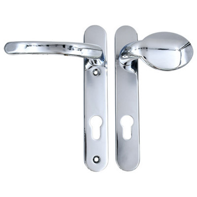 AFIT Polished Chrome UPVC Lever Pad Door Handles - 92mm PZ Centres - 122mm Fixing Centres - 212x34mm