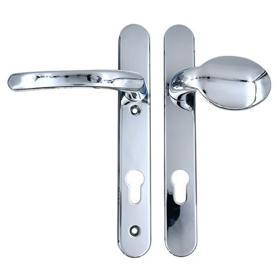AFIT Polished Chrome UPVC Lever Pad Door Handles - 92mm PZ Centres - 122mm Fixing Centres - 245x34mm
