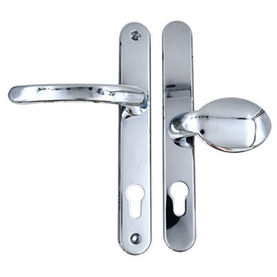 AFIT Polished Chrome UPVC Lever Pad Door Handles - 92mm PZ Centres External/62mm PZ Internal - 212mm Fixing Centres