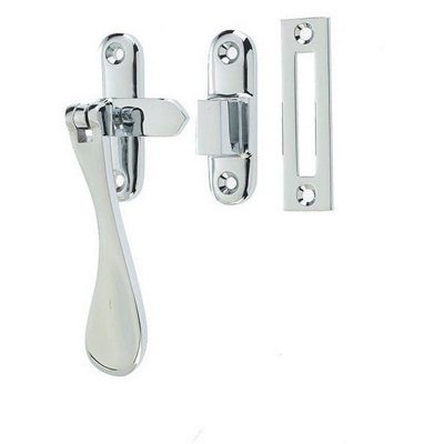 AFIT Polished Chrome Victorian Casement Window Fastener 124 x 19mm