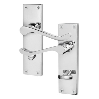 AFIT Polished Chrome Victorian Scroll Bathroom Door Handles - 1 Pair of Internal Lever Handles on Backplate