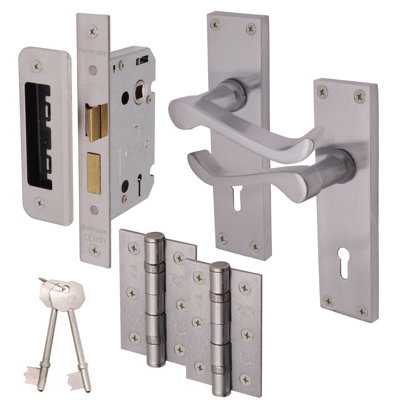 AFIT Polished Chrome Victorian Scroll Door Handle Set - Internal Door Handles, Lock (64mm) & Hinges (76mm) Price Comparisons | Compare The Build
