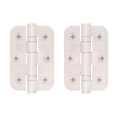 AFIT Polished Stainless Steel Stainless Ball Bearing Hinges Grade 7 - 76 x 50 x 2mm Radius Corners Pair