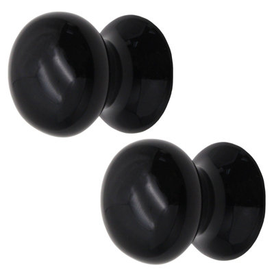 AFIT Porcelain Cabinet Cupboard Knob - 50mm - Black - Pack of 2