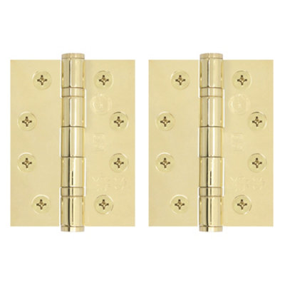 AFIT PVD Brass Grade 13 Fire Door Hinges - 4" 102 x 76 x 3mm - Pack 2