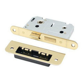 AFIT PVD Brass Mortice Bathroom Lock Radius Faceplate - 64mm Case / 44mm Backset