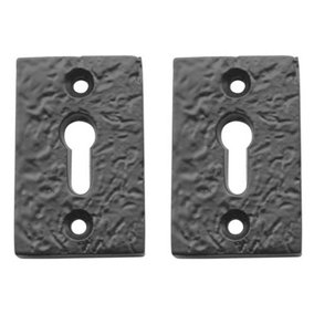 AFIT Rectangular Keyhole Cover Escutcheon - 50 x 30mm - Black Antique Iron - Pack of 2