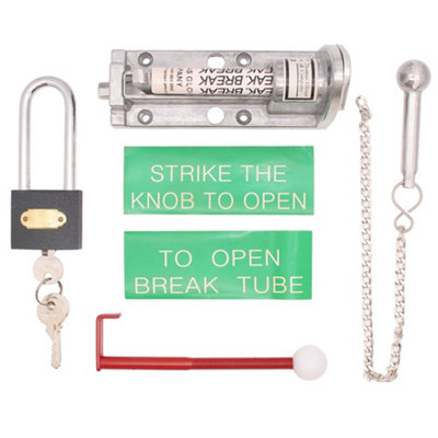 AFIT Redlam Break Glass Bolt Emergency Exit Door Panic Bolt Mk 2 + Padlock