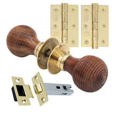 AFIT Rosewood Beehive Reeded Door Knob Set - Latch Pack