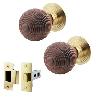 AFIT Rosewood Door Knob Set  - 1 Pair of Mortice Knobs (55mm) & Latch (76mm) for Internal Doors