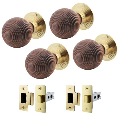 AFIT Rosewood Door Knob Set  - 2 Pairs of Mortice Knobs (55mm) & Latch (76mm) for Internal Doors