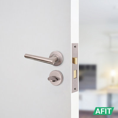 AFIT Round Bathroom Thumbturn & Release Set - Satin Nickel Universal Satin Door Turn and Release Lock for Bathroom/Toilet