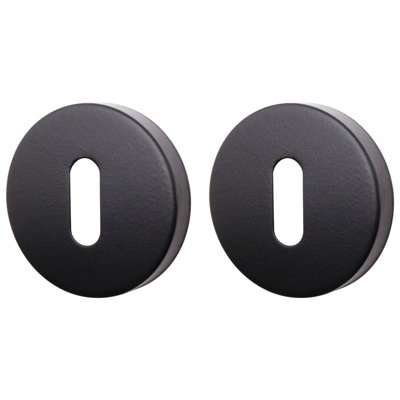 AFIT Round Keyhole Cover Escutcheon Set - Pack of 2, Matt Black Keyhole Escutcheon Universal Black Door Key Cap Covers