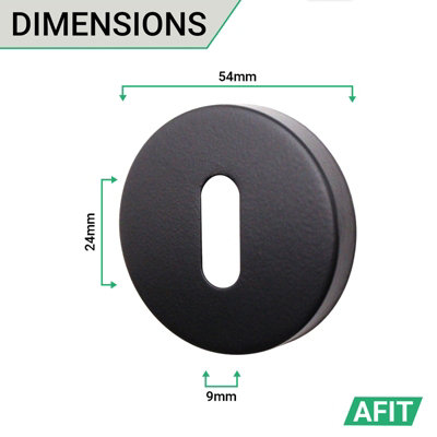 AFIT Round Keyhole Cover Escutcheon Set - Pack of 2, Matt Black Keyhole Escutcheon Universal Black Door Key Cap Covers