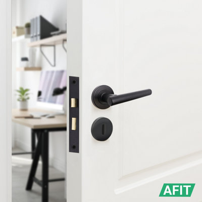 AFIT Round Keyhole Cover Escutcheon Set - Pack of 2, Matt Black Keyhole Escutcheon Universal Black Door Key Cap Covers