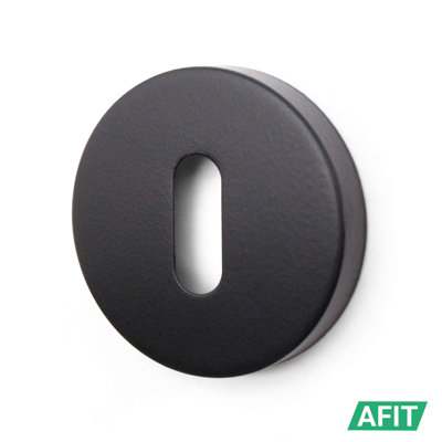 AFIT Round Keyhole Cover Escutcheon Set - Pack of 2, Matt Black Keyhole Escutcheon Universal Black Door Key Cap Covers