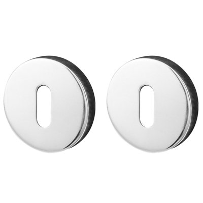 AFIT Round Keyhole Cover Escutcheon Set - Pack of 2, Polished Chrome Keyhole Escutcheon Universal Silver Door Key Cap Covers