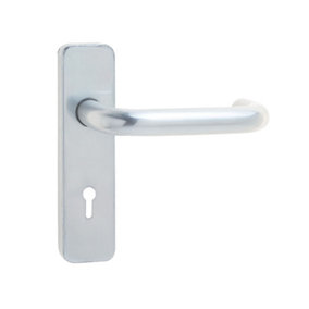 AFIT Satin Aluminium 19mm Return To Door Lever Door Handle Lock Set 153mm