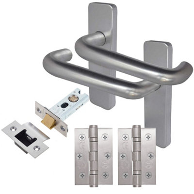 AFIT Satin Aluminium Return To Door Lever Door Handle Kit - Latch 153mm