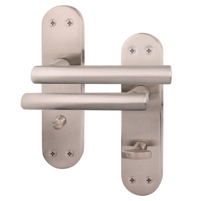 AFIT Satin Bathroom Door Handles - 1 Pair Internal T-Bar Handles on Backplate - Olvera Range