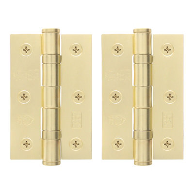 AFIT Satin Brass Door Hinges - 3 Inch / 76mm  Internal Fire Door Hinges - 1 Pair