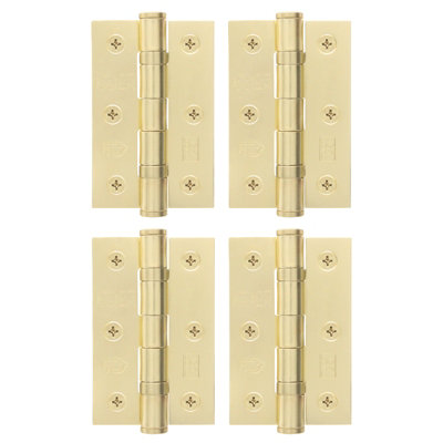 AFIT Satin Brass Door Hinges - 3 Inch / 76mm  Internal Fire Door Hinges - 2 Pairs