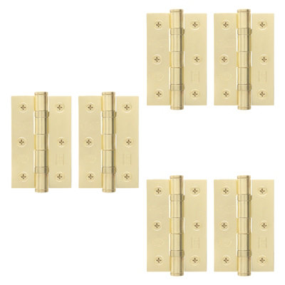 AFIT Satin Brass Door Hinges - 3 Inch / 76mm  Internal Fire Door Hinges - 3 Pairs
