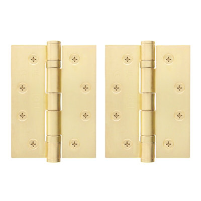 AFIT Satin Brass Door Hinges - 4 Inch / 102mm  Internal Fire Door Hinges - 1 Pair