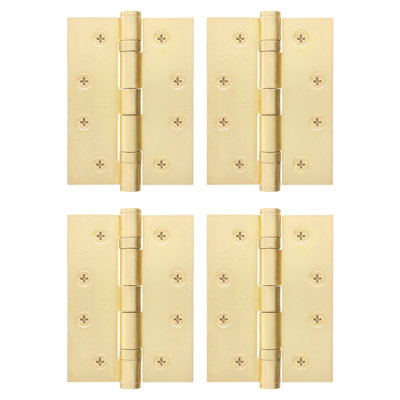 AFIT Satin Brass Door Hinges - 4 Inch / 102mm  Internal Fire Door Hinges - 2 Pairs