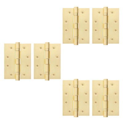 AFIT Satin Brass Door Hinges - 4 Inch / 102mm  Internal Fire Door Hinges - 3 Pairs