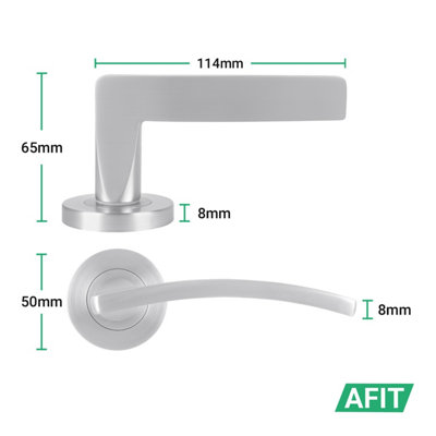 AFIT Satin Chrome Door Handle Euro Lock and Double Cylinder Kit, Fire ...