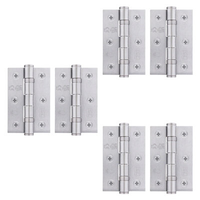 AFIT Satin Chrome Door Hinges - 3 Inch / 76mm  Internal Fire Door Hinges - 3 Pairs