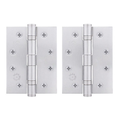 AFIT Satin Chrome Door Hinges - 4 Inch / 102mm  Internal Fire Door Hinges - 1 Pair