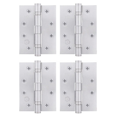 AFIT Satin Chrome Door Hinges - 4 Inch / 102mm  Internal Fire Door Hinges - 2 Pairs