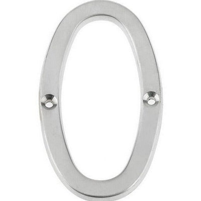 AFIT Satin Chrome Door Number - Numeral 0 Screw Fix 75mm