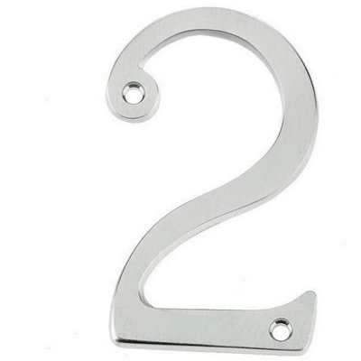 AFIT Satin Chrome Door Number - Numeral 2 - Screw Fix 75mm