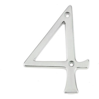 AFIT Satin Chrome Door Number - Numeral 4 - Screw Fix 75mm